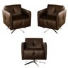 Kit 3 Poltronas Giratória para Sala de Estar Astana Couro Capucino - Gran Belo - 1