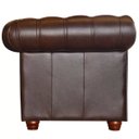 Ver mais imagens de Sofá 3 Lugares Sala de Estar Chesterfield Pés Madeira Couro Tabaco Brilho - Gran Belo