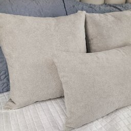 Kit 3 Capas para Almofada em Bouclé Quadradas e Retangular Várias Cores Cor:bege - 3
