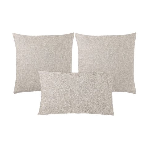Kit 3 Capas para Almofada em Bouclé Quadradas e Retangular Várias Cores Cor:bege