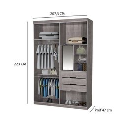 Guarda-roupa Roupeiro 4 Portas Suede 100% Mdf Argila Touch Gabrielli - 3