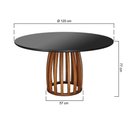 Ver imagem 2 de Mesa de Jantar Armonia 6 Lugares Redonda Vidro 120cm Amêndoa e Preto Base Pedestal