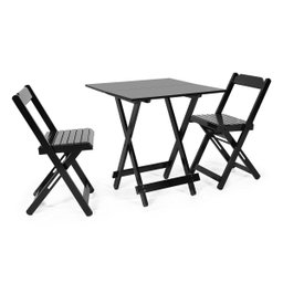 Conjunto Dobrável 70 X 70 com 2 Cadeiras - Preta - Móveis Britz - 1