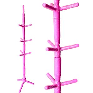 Cabideiro Mancebo  de chão ROSA Arara De Roupas 10 Ganchos Em Madeira