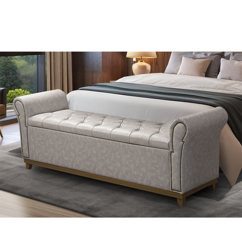 Baú para Quarto Cama Box Queen Size Couro Sintético Estofado:1829