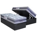 Ver imagem 1 de Cama Box Baú Solteiro: Colchão Molas Ensacadas Paropas Supremo Gray + Base Crc Suede Gray (88x188)