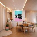 Ver imagem 4 de Quadro Canvas Abstrato Chevron Zig-zag 90x60cm Mold Branca