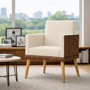 Ver imagem 1 de Poltrona Decorativa Lis para Sala Quarto Recepção Suede Corino Assento Confortável Pé Palito