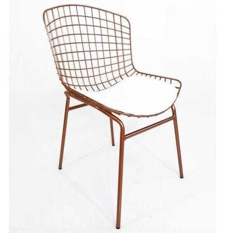 Cadeira para Cozinha Bertoia Cobre Assento Branco Tubular - Direto de Fábrica