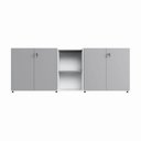 Ver imagem 5 de Armário para Escritório 200cm com 4 Portas Tampo Embutido e Nicho Corporate Cinza/Sagrado/Branco