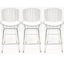 Ver imagem 1 de Kit 3 Banquetas BERTOIA cromada assento branco altura 70cm - Direto de Fábrica