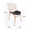 Ver imagem 6 de Cadeira para Cozinha Bertoia cobre assento preto tubular - Direto de Fábrica