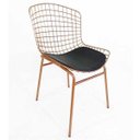 Ver imagem 1 de Cadeira para Cozinha Bertoia cobre assento preto tubular - Direto de Fábrica