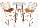 Ver imagem 1 de Conjunto de 2 banquetas bertoia COBRE e mesa birtrô COBRE com vidro - Poltronas do Sul