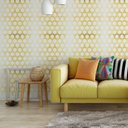 Ver imagem 2 de Papel de Parede Temático Colmeia e Fundo Branco - 1,50x0,50m