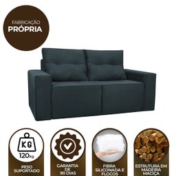 Sofá 2 Lugares Onix 1,80M para Sala Confortavel Sued Herrero:Azul Marinho - 7