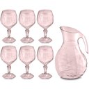 Ver imagem 1 de Kit Jarra 2,3L e 6 Taças 350ml Jogo de Plástico Refresco Tango Servir Água Suco Rosa Translúcido