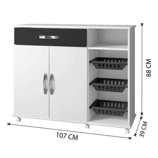 Armário Cozinha com Fruteira Salinas Arte Móveis - Preto - 5