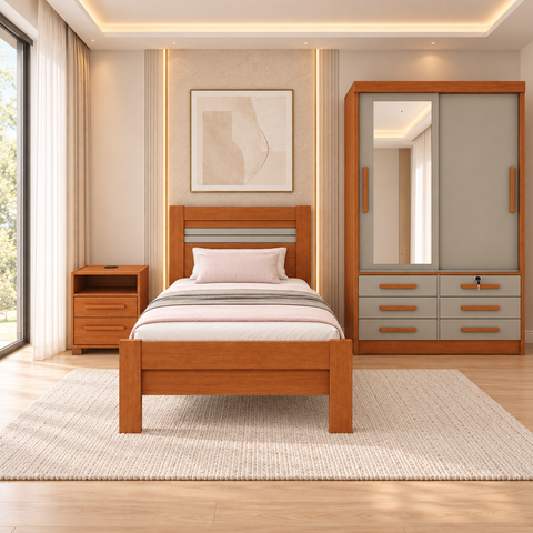 Quarto Completo Guarda Roupa Cama e Mesa de Cab. Rio-Tcel