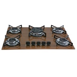 Fogão Cooktop Premium 5 bocas Tripla Chama 139 Amadeirado Escuro Chamalar - 1 Fogão Cooktop Premium 5 bocas Tripla Chama 139 Amadeirado Escuro Chamalar - 1