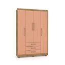 Ver imagem 3 de Guarda-roupa Espanha 4 Portas 3 Gavetas Nature Camarim 8 Prateleiras 223cm Altura