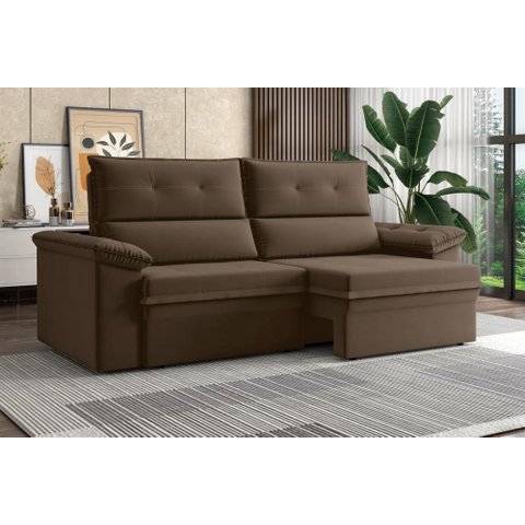 Sofá Aspen 1,80m Retrátil e Reclinável Suede Marrom Xflex Sofás