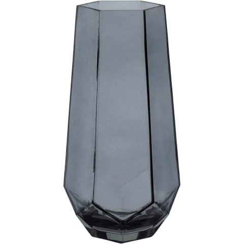 Vaso Decorativo Enfeite Casa Geométrico Home&co Vidro 20x7x7cm Fume