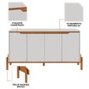 Ver imagem 6 de Buffet Aparador 4 Portas com Pés em Madeira Áurea:branco/cinamomo