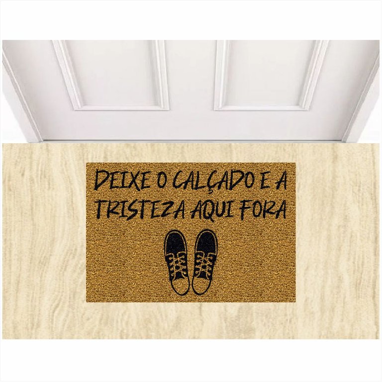 Tapete Capacho Deixe o Calçado e a Tristeza Aqui Fora 60x40.:ouro Tapete Capacho Deixe o Calçado e a Tristeza Aqui Fora 60x40.:ouro