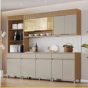 Ver imagem 2 de Cozinha 5 Peças 7 Portas 1 Porta Vidro 4 Gavetas Torre Angular Realeza Premium 265 Cm Mdf Nesher