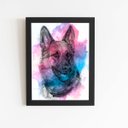 Ver imagem 1 de Quadro Cachorro Pastor Alemão Aquarela Tinta Moldura 20x30cm