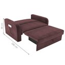 Ver imagem 3 de Sofá Cama com Baú 2 Lugares Raheny Veludo Rosê