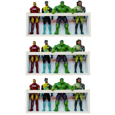 Quit 3 Estantes Para Organização De Brinquedos Criança Nicho Porta Bonecas Mdf 55cm