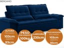 Ver imagem 6 de Sofá Bergamo 2,30m Retrátil e Reclinável Veludocristal Azul Marinho - Netsofas
