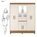 Ver imagem 4 de Guarda Roupa Casal 8 Portas com Espelho e 2 Gavetas Paranaguá Amêndola Touch-off White