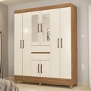 Ver imagem 1 de Guarda Roupa Casal 8 Portas com Espelho e 2 Gavetas Paranaguá Amêndola Touch-off White