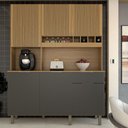 Ver imagem 3 de Cozinha Compacta Bela Arte 6 Portas 1 Gaveta 100% Mdf Cinamomo/chumbo - Panorama Móveis