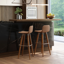 Ver imagem 1 de Kit 2 Banquetas Linea Base Madeira Cozinha Bar Bancada Alta:terracota/champanhe