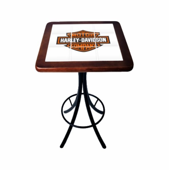 Conjunto Mesa Quadrada Bistrô Azulejo Harley Davidson-Imbuia - 2