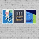 Ver imagem 1 de Kit 3 Quadros Play Tennis 24x18cm - com vidro:Madeira branca