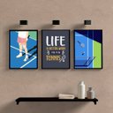 Ver imagem 2 de Kit 3 Quadros Play Tennis 24x18cm - com vidro:Madeira branca