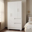 Ver imagem 1 de Guarda Roupa Solteiro 4 Portas 2 Gavetas com Pés Nápoles Branco