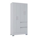 Ver imagem 2 de Guarda Roupa Solteiro 4 Portas 2 Gavetas com Pés Nápoles Branco