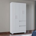 Ver imagem 6 de Guarda Roupa Solteiro 4 Portas 2 Gavetas com Pés Nápoles Branco