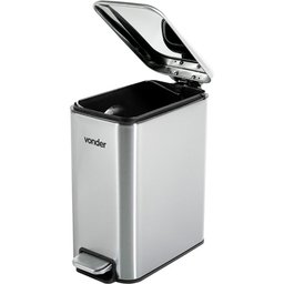Lixeira com Pedal 5 Litros Inox Tampa Basculante Vonder - 2