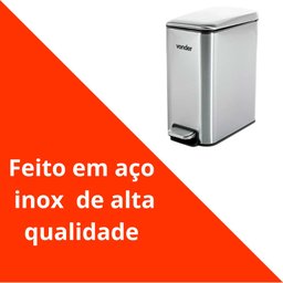 Lixeira com Pedal 5 Litros Inox Tampa Basculante Vonder - 5