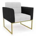 Ver imagem 7 de Sofá Namoradeira e Poltrona Base Industrial Dourado Elisa Preto-linho Cinza A05 D03 - D'Rossi