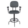 Cadeira Caixa Alta com Braço - L Duplo - Regulagem de Altura - Base de Ferro Fixa Tecido Cinza/preto - 1