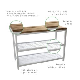 Sapateira Banco Strassis Design Sd-5001-69 Branca - 8