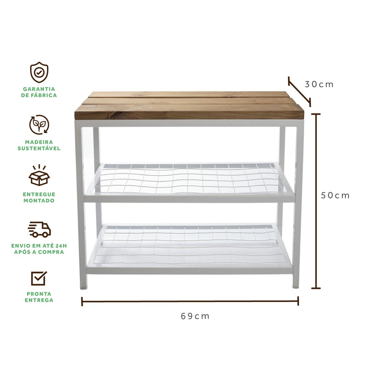 Sapateira Banco Strassis Design Sd-5001-69 Branca - 7